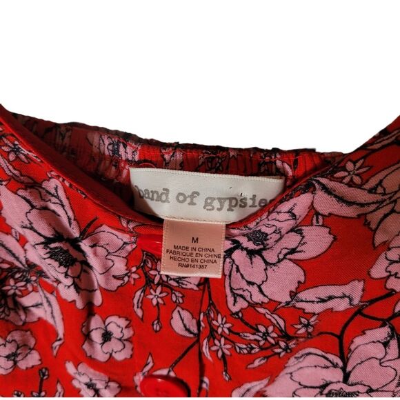 Band of Gypsies Red & Pink Boho Floral Dress Size Medium - Picture 4 of 11